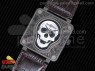 Bell & Ross BR01 Burning Skull ‘Tattoo’ Watch Silver Dial on Brown Leather Strap MIYOTA 9015