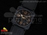 BR 03-92 PVD Black Dial Gold Metal Markers on Black Rubber Strap MIYOTA 9015