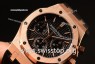 Royal Oak Chrono Rose Gold Case With Black Dial Clone AP3126 Automatic Black Leather