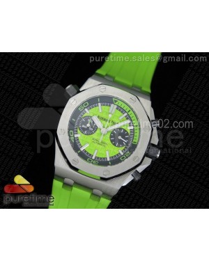 Royal Oak Offshore Diver Chronograph Green Noob Best Edition on Green Rubber Strap A3126