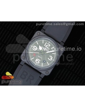 BR 03-92 Real Ceramic Case 1:1 Best Edition Green Dial on Black Rubber Strap MIYOTA 9015 (Free Nylon Strap)