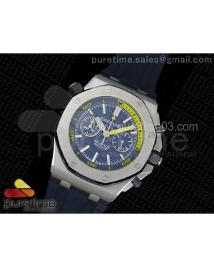 Royal Oak Offshore Diver Chronograph Blue JF 1:1 Best Edition on Blue Rubber Strap A3126 V2 (Free XS Strap)