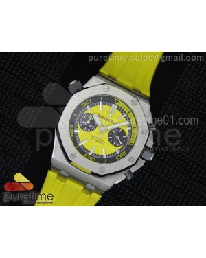 Royal Oak Offshore Diver Chronograph Yellow Noob Best Edition on Yellow Rubber Strap A3126