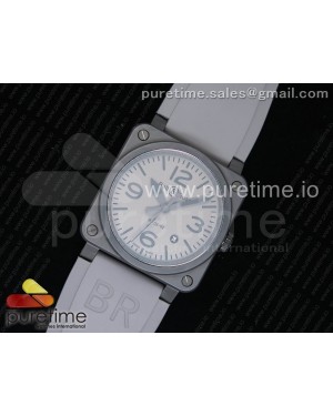 BR 03-92 Real Ceramic Case 1:1 Best Edition Gray Dial on Gray Rubber Strap MIYOTA 9015 (Free Nylon Strap)