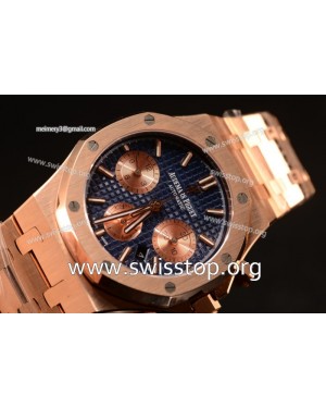 Royal Oak Chrono Full Rose Gold With Blue Dial 7750 Automatic 26331OR.OO.1220OR.01